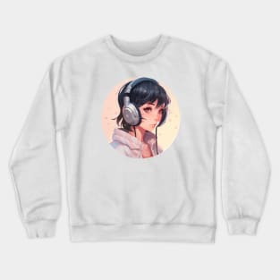 Cute headphone anime girl Crewneck Sweatshirt